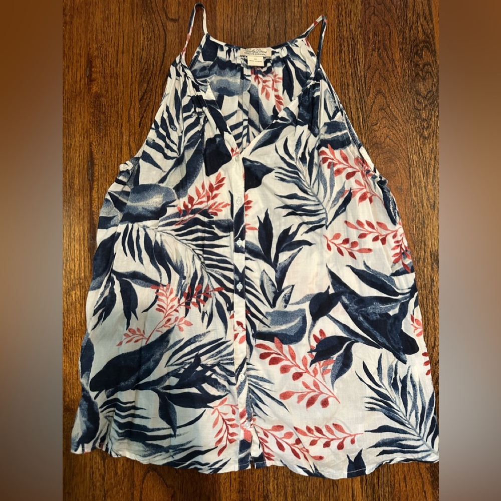Lucky Brand Navy and Red Floral Blouse